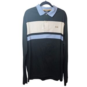 Vintage Le Tigre 90s Colorblock Long Sleeve Polo Shirt 2XL Green